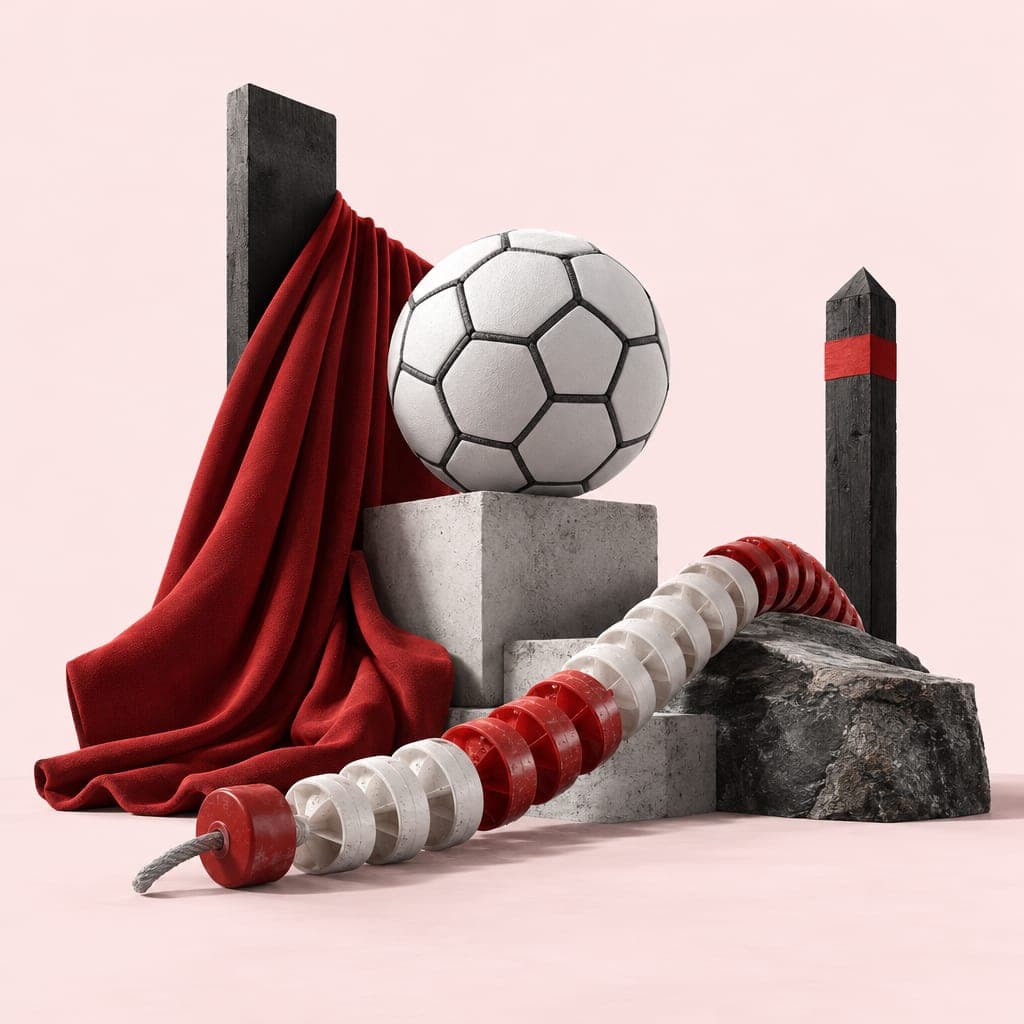 Fotball, sceneteppe, svømmebane og turstolpe